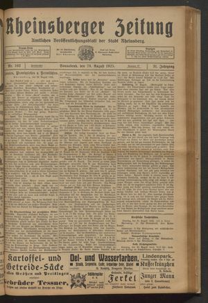 Rheinsberger Zeitung vom 29.08.1925