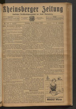 Rheinsberger Zeitung vom 06.10.1925