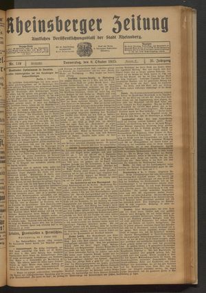Rheinsberger Zeitung vom 08.10.1925