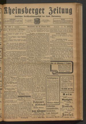 Rheinsberger Zeitung vom 10.10.1925