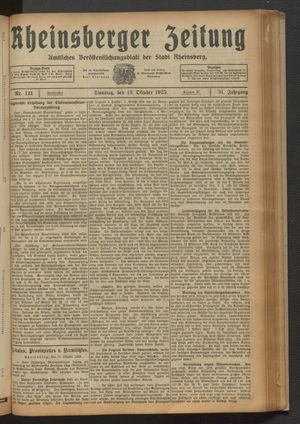 Rheinsberger Zeitung vom 13.10.1925