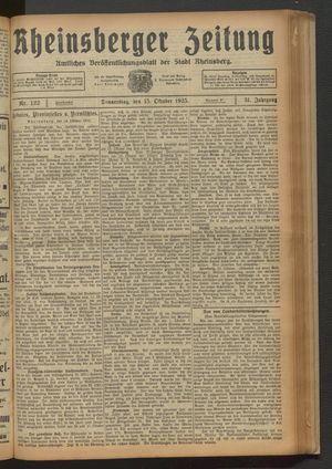 Rheinsberger Zeitung vom 15.10.1925