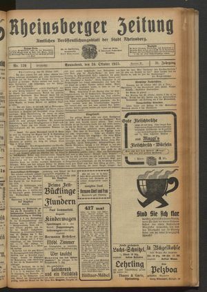 Rheinsberger Zeitung vom 24.10.1925