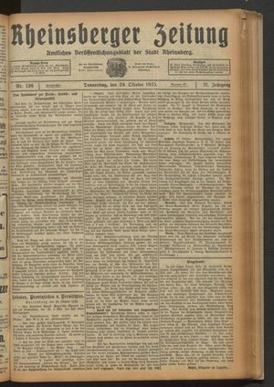 Rheinsberger Zeitung vom 29.10.1925