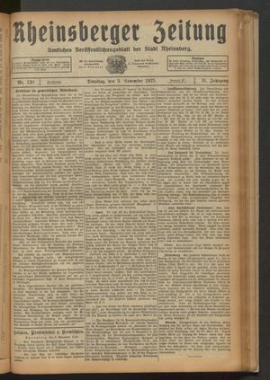 Rheinsberger Zeitung on Nov 3, 1925