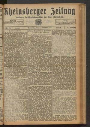 Rheinsberger Zeitung vom 05.11.1925