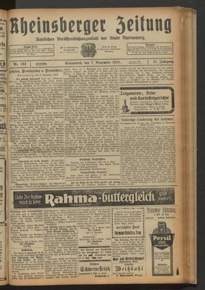 Rheinsberger Zeitung vom 07.11.1925