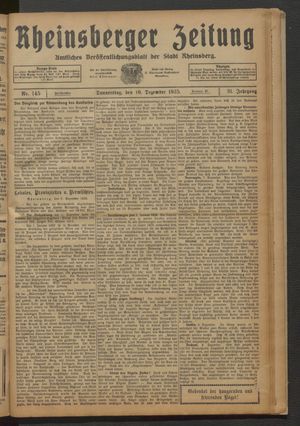 Rheinsberger Zeitung vom 10.12.1925