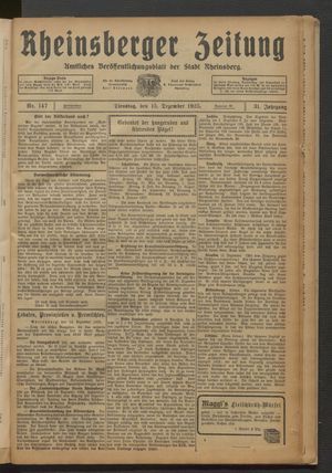 Rheinsberger Zeitung vom 15.12.1925