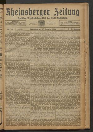 Rheinsberger Zeitung vom 17.12.1925