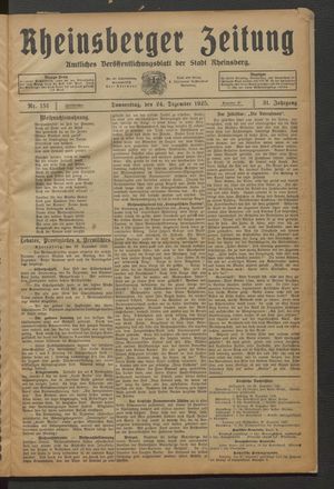 Rheinsberger Zeitung vom 24.12.1925