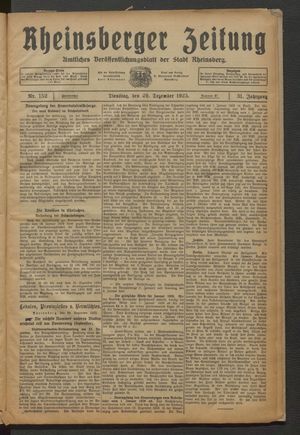 Rheinsberger Zeitung vom 29.12.1925