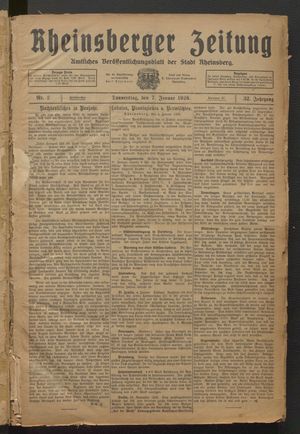 Rheinsberger Zeitung vom 07.01.1926