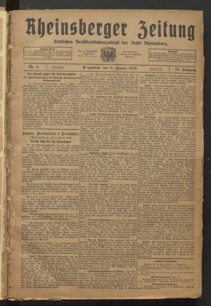 Rheinsberger Zeitung vom 09.01.1926