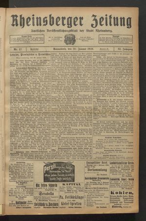 Rheinsberger Zeitung on Jan 30, 1926