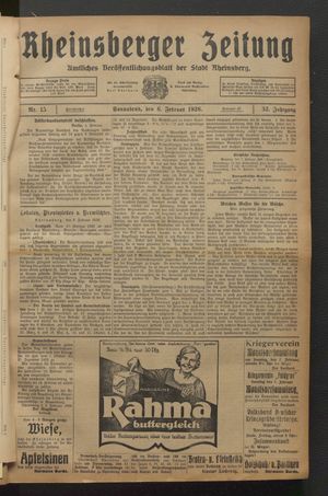 Rheinsberger Zeitung vom 06.02.1926