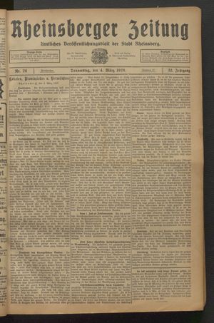 Rheinsberger Zeitung vom 04.03.1926