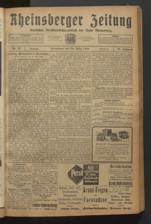 Rheinsberger Zeitung vom 20.03.1926