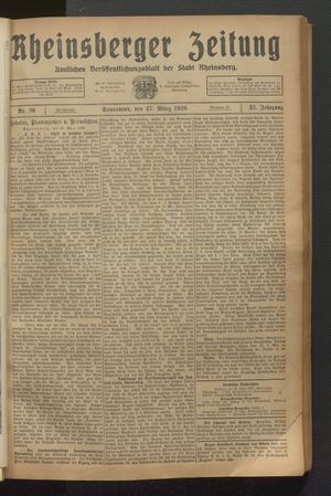 Rheinsberger Zeitung vom 27.03.1926