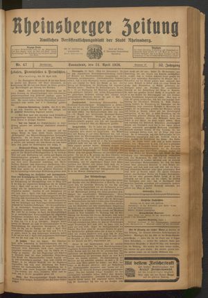 Rheinsberger Zeitung vom 24.04.1926