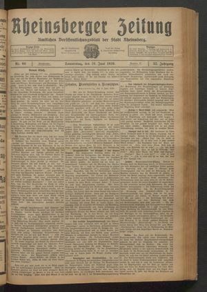 Rheinsberger Zeitung vom 10.06.1926