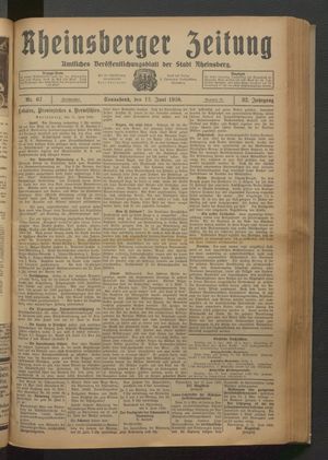 Rheinsberger Zeitung vom 12.06.1926