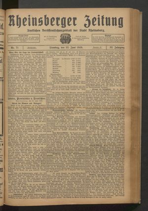 Rheinsberger Zeitung vom 22.06.1926