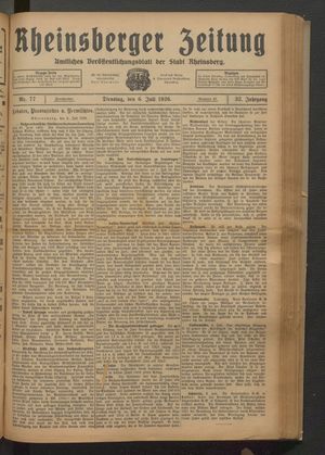 Rheinsberger Zeitung vom 06.07.1926