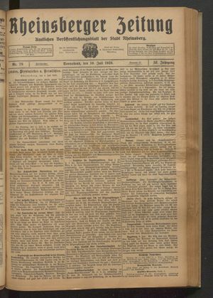 Rheinsberger Zeitung vom 10.07.1926