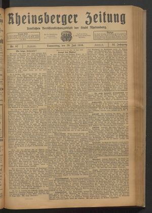 Rheinsberger Zeitung vom 29.07.1926