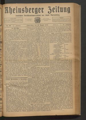 Rheinsberger Zeitung vom 19.08.1926