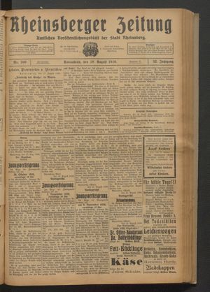 Rheinsberger Zeitung vom 28.08.1926