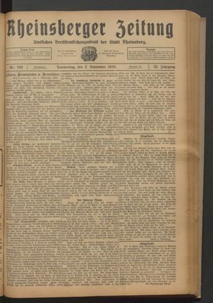 Rheinsberger Zeitung vom 02.09.1926