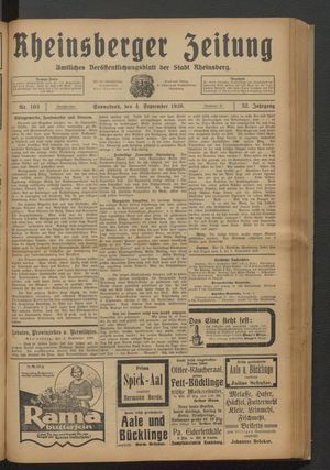 Rheinsberger Zeitung vom 04.09.1926