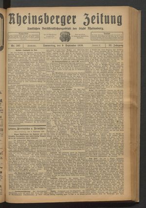 Rheinsberger Zeitung vom 09.09.1926