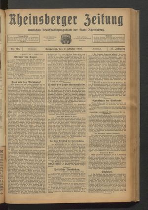 Rheinsberger Zeitung vom 02.10.1926