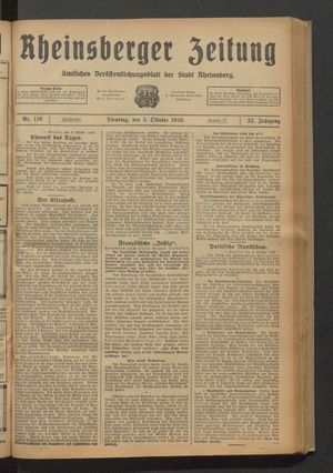 Rheinsberger Zeitung vom 05.10.1926
