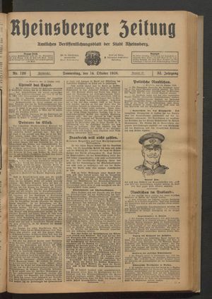 Rheinsberger Zeitung on Oct 14, 1926