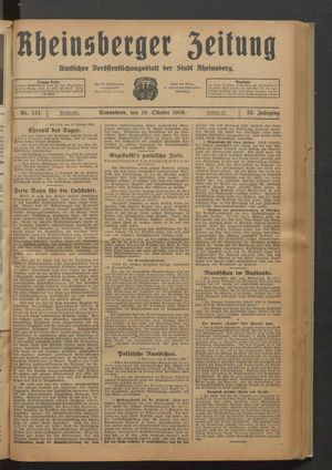 Rheinsberger Zeitung vom 16.10.1926