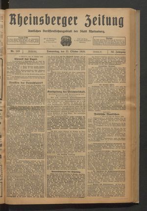 Rheinsberger Zeitung vom 21.10.1926