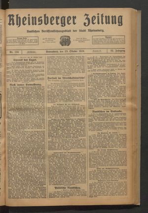 Rheinsberger Zeitung vom 23.10.1926