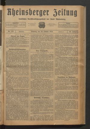 Rheinsberger Zeitung vom 26.10.1926