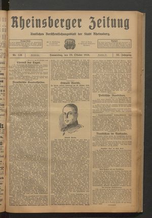 Rheinsberger Zeitung vom 28.10.1926