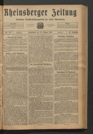 Rheinsberger Zeitung vom 30.10.1926