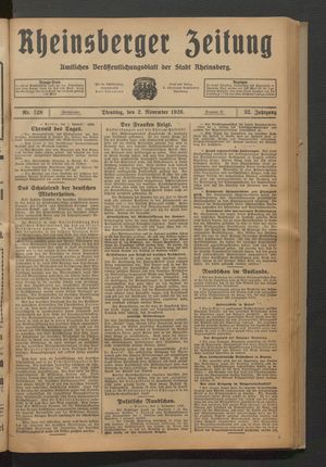Rheinsberger Zeitung vom 02.11.1926