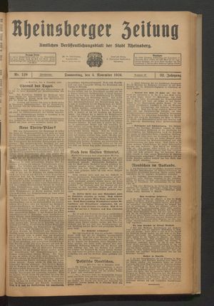 Rheinsberger Zeitung vom 04.11.1926