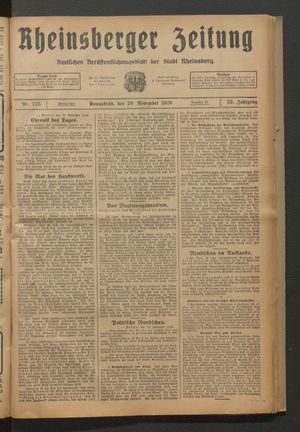 Rheinsberger Zeitung vom 20.11.1926