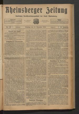 Rheinsberger Zeitung vom 23.11.1926