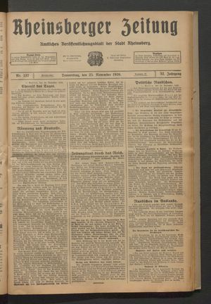 Rheinsberger Zeitung vom 25.11.1926
