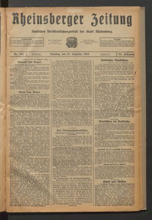 Rheinsberger Zeitung on Dec 21, 1926